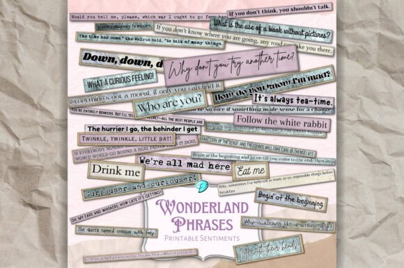 Wonderland Phrases Printable Sentiments