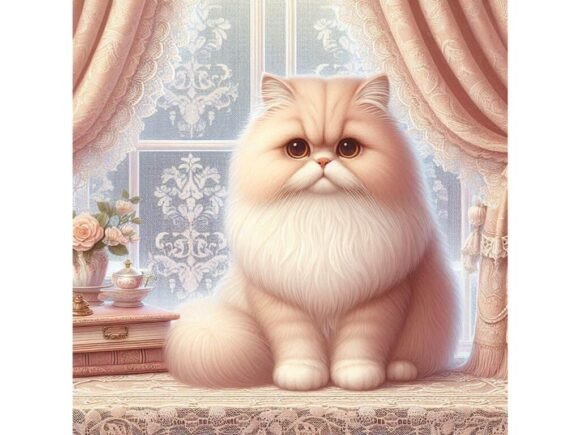 A Soft Persian Cat Sitting in a Victoria