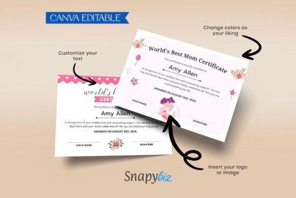 Best Mom Gift Certificate Canva Template