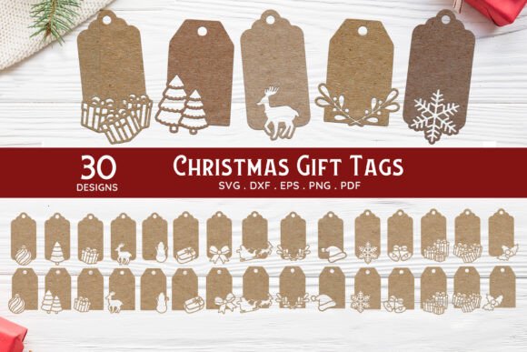 Christmas Gift Tag Svg Bundle Cut File
