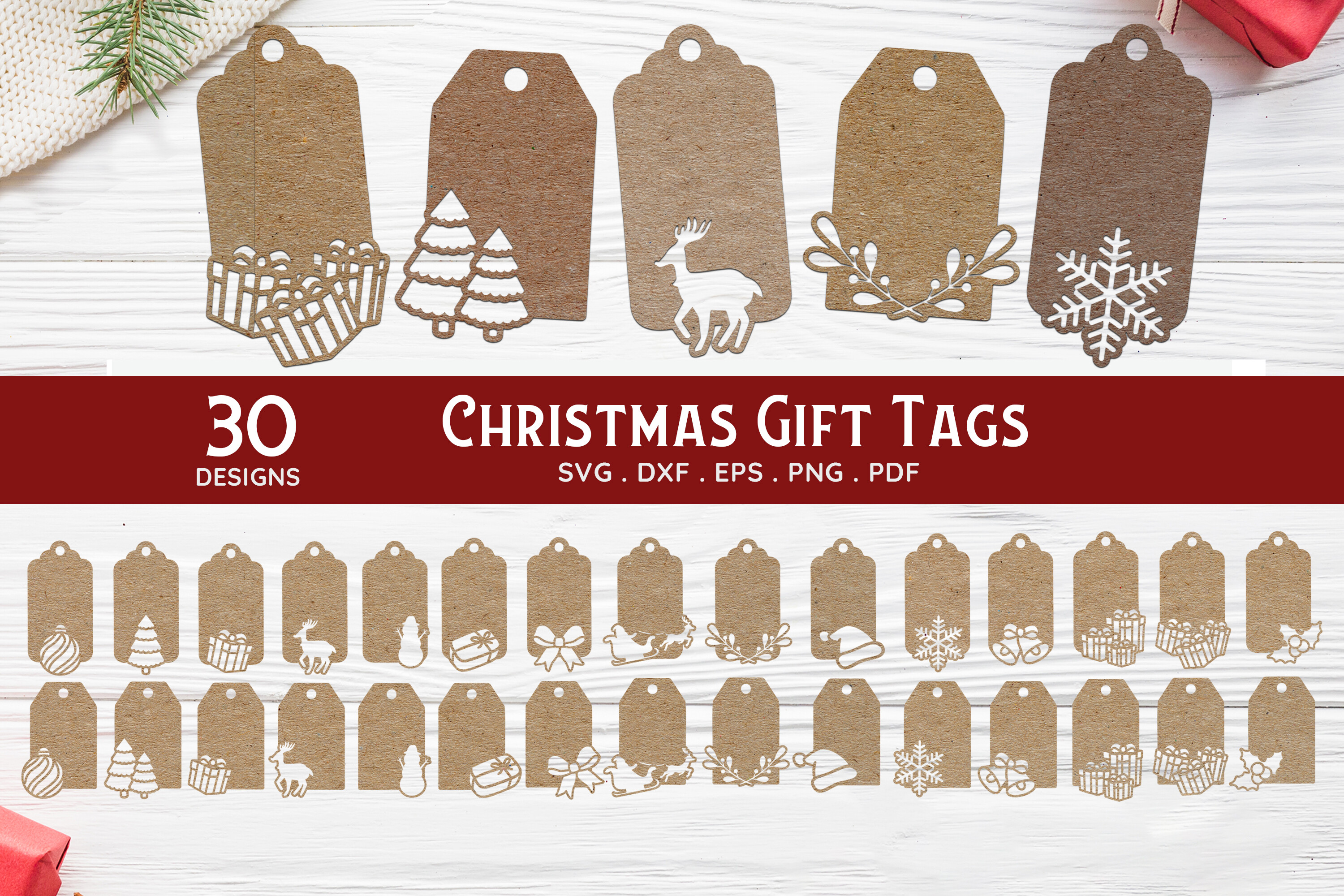 Christmas Gift Tag Svg Bundle Cut File