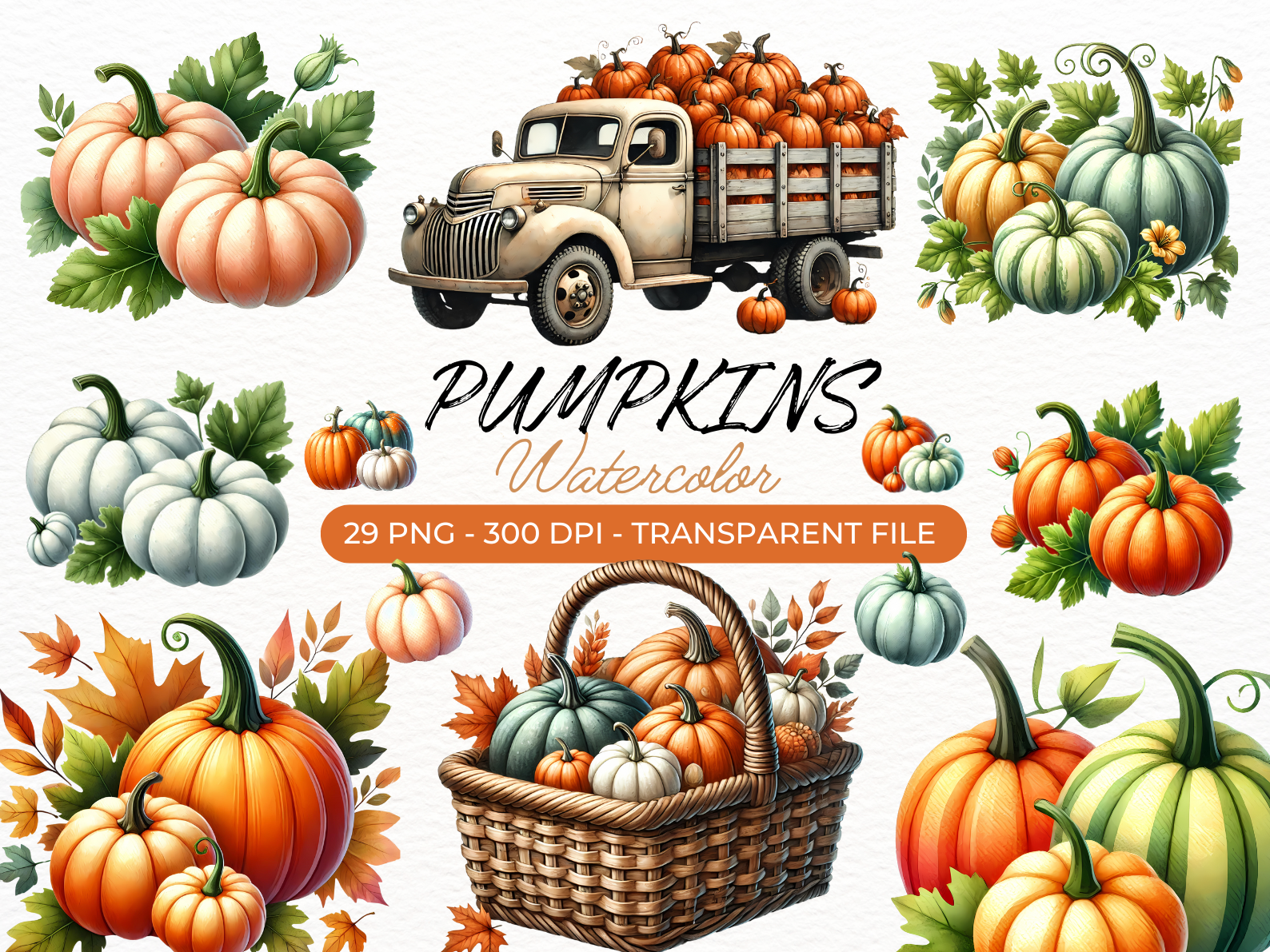 Fall Pumpkin Clipart PNG Bundle Graphic by Mimoshi Design · Creative ...