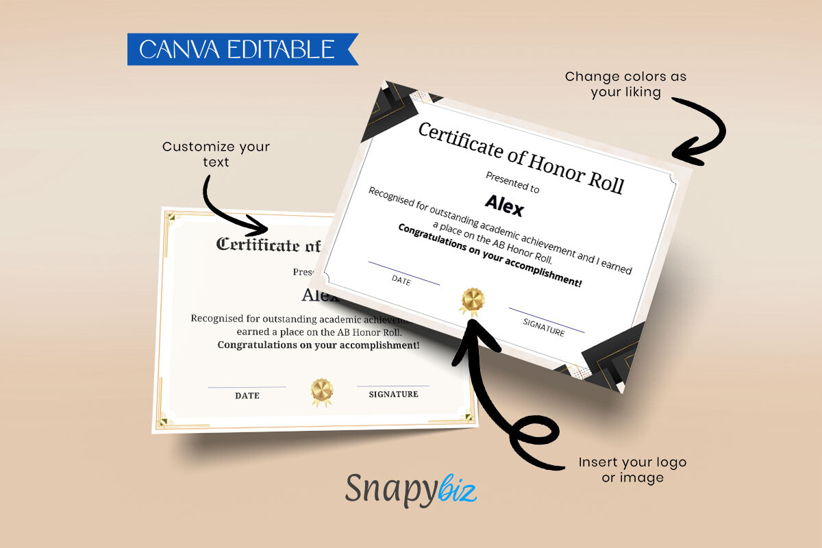 School Honor Roll Certificate Template