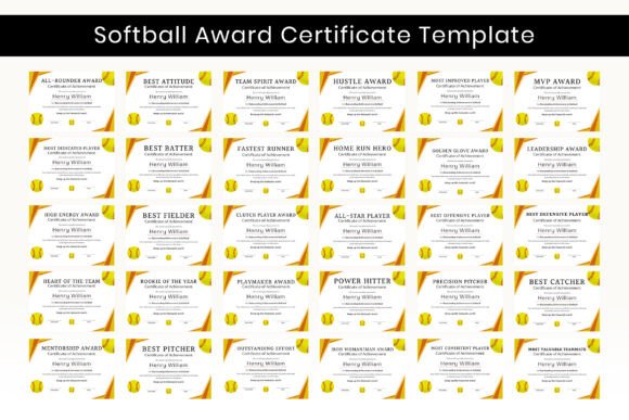 Softball Team Award Canva Certificates