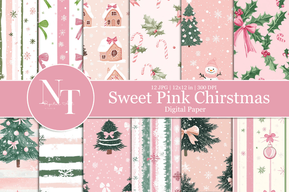 Sweet Pink Christmas Digital Paper