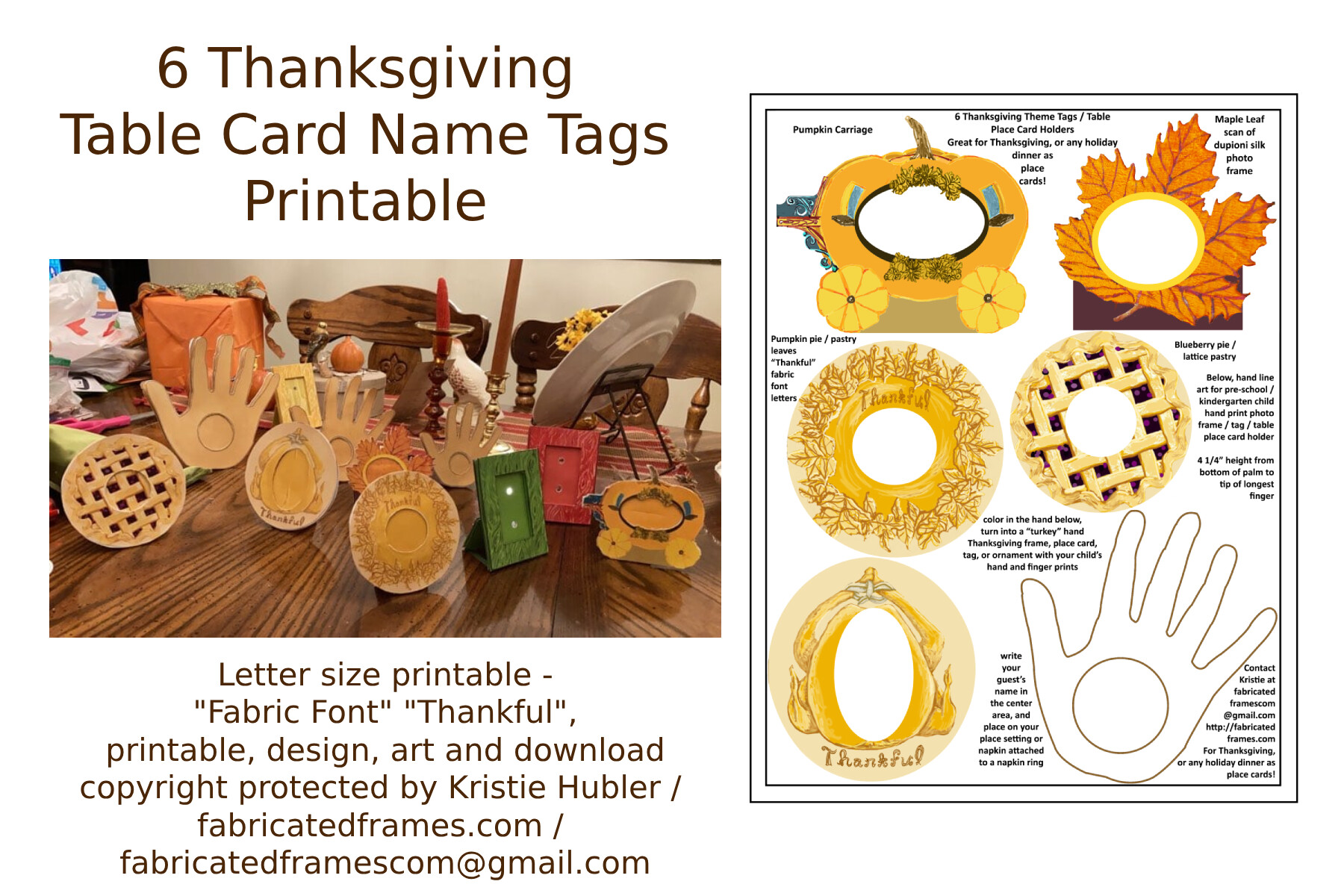 Thanksgiving Theme Table Name Tag Cards