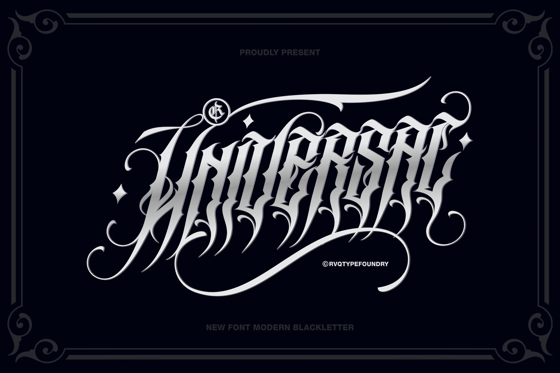 Universal Blackletter preview: versatile blackletter with full lowercase and extra glyphs