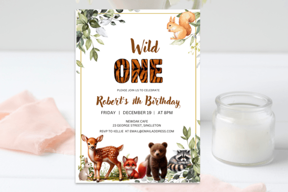 Wild Forest Animals Birthday Invitation
