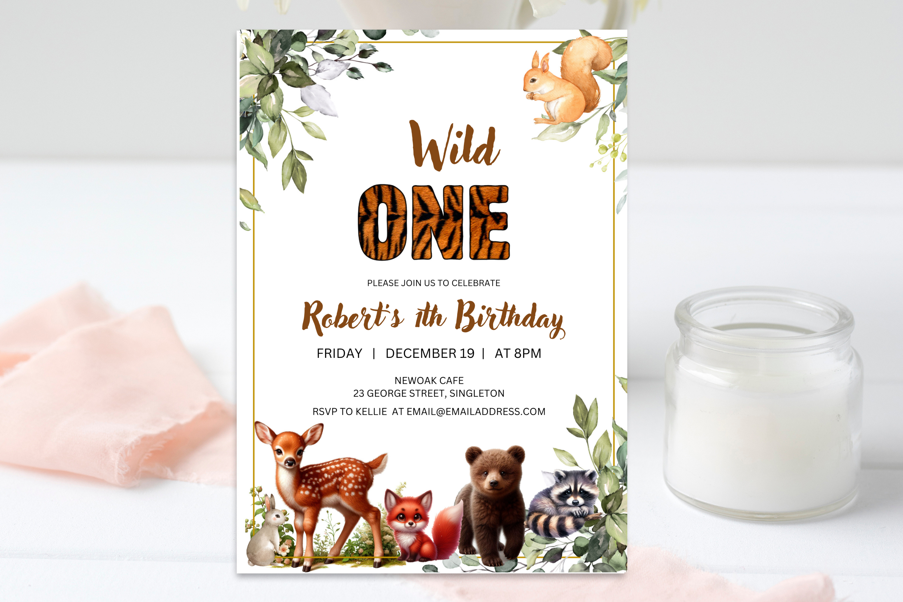 Wild Forest Animals Birthday Invitation