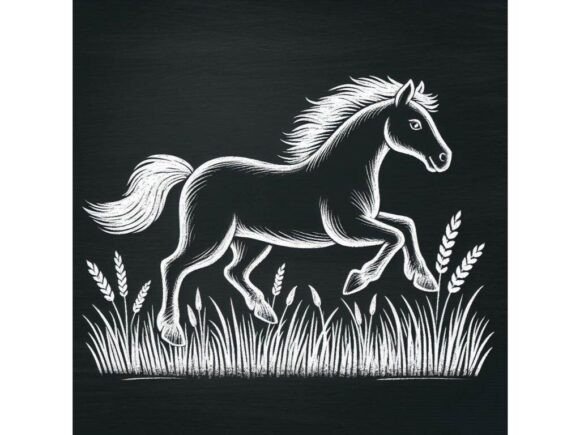 A Chalk Sketch of a Horse Running Throug