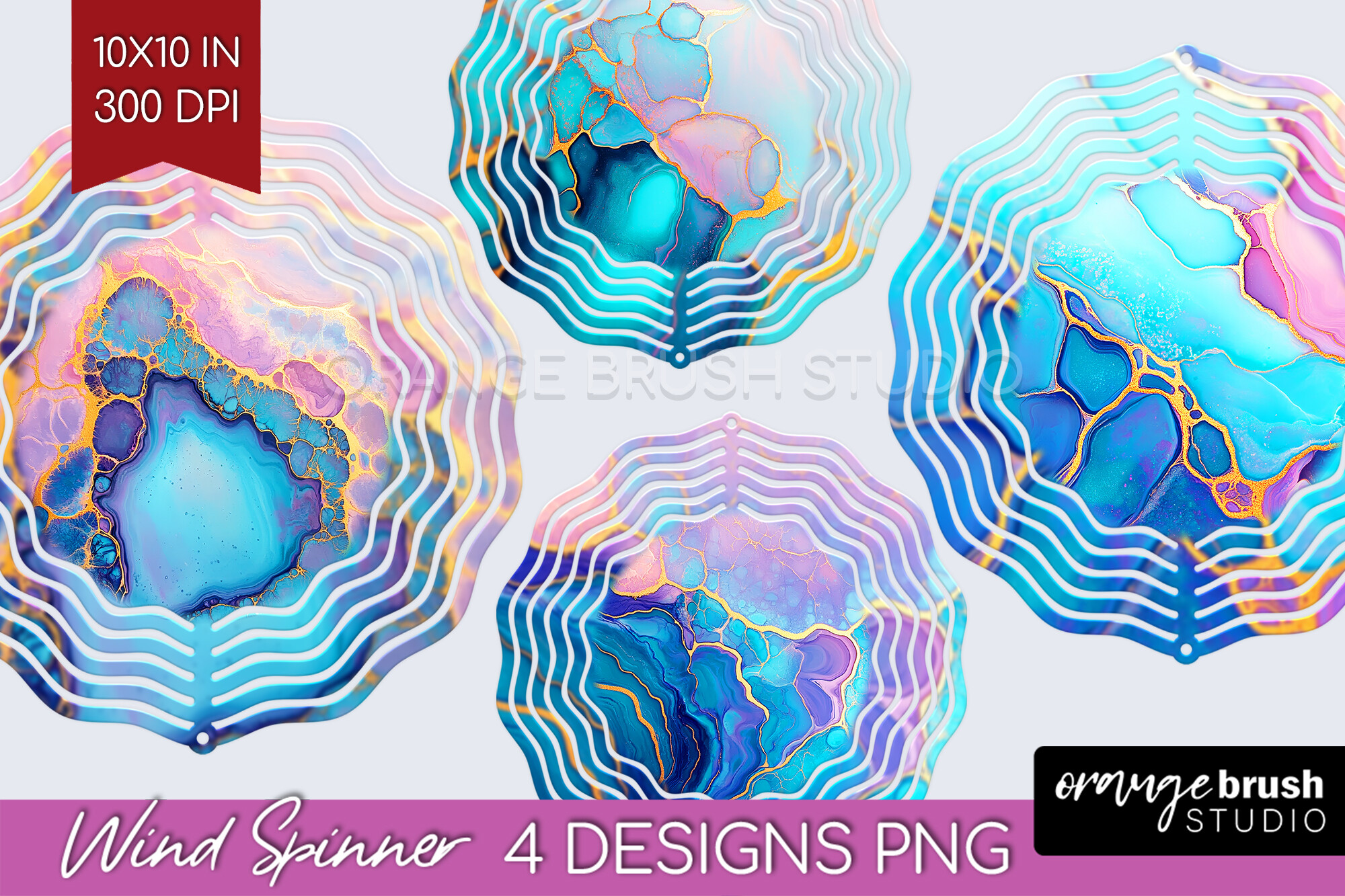 Alcohol Ink Wind Spinner PNG Sublimation Graphic by Orange Brush Studio ...