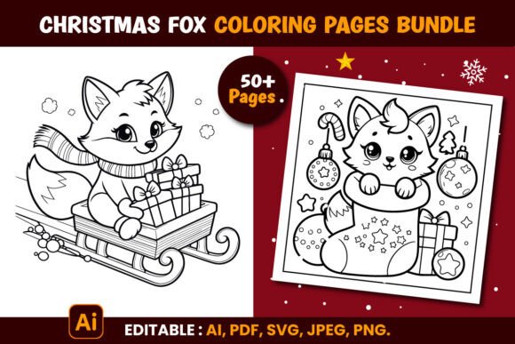 Christmas Fox Winter Kdp Coloring Pages