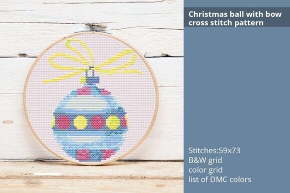 Christmas Ball with Bow Cross Stitch