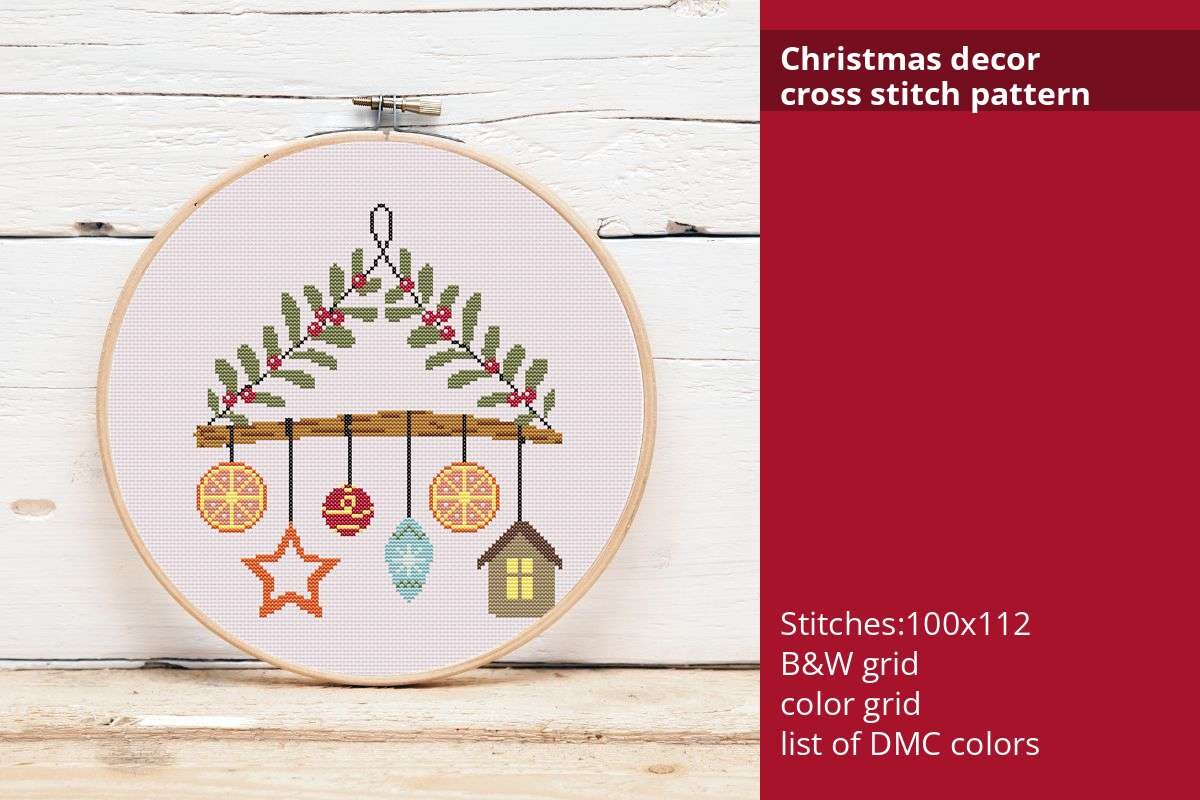 Christmas Decor Cross Stitch Pattern,
