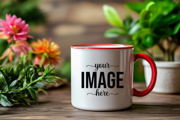 Coffee Mug Red Handle Mockup Afbeelding Product-proefmodellen Door Shamiul