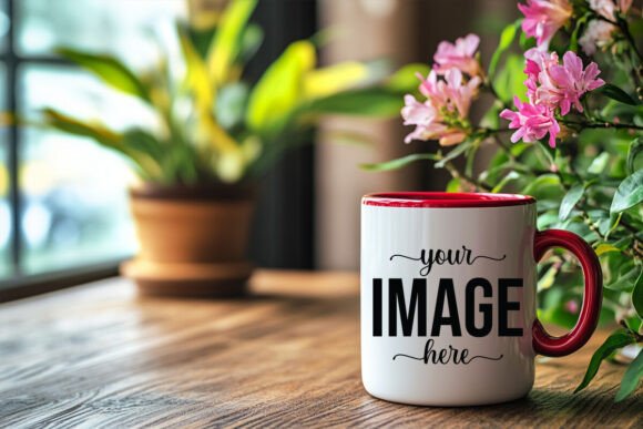 Coffee Mug Red Handle Mockup Grafica Modelli di Prodotti Di Shamiul
