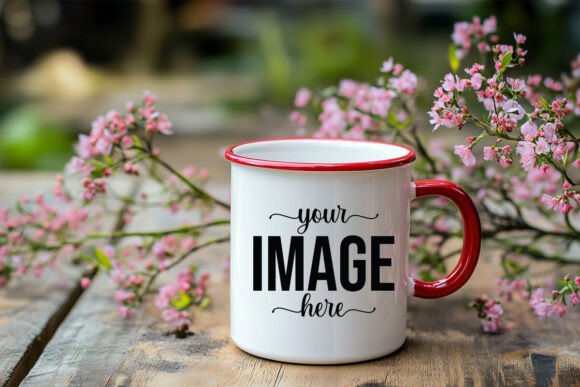 Coffee Mug Red Handle Mockup Afbeelding Product-proefmodellen Door Shamiul