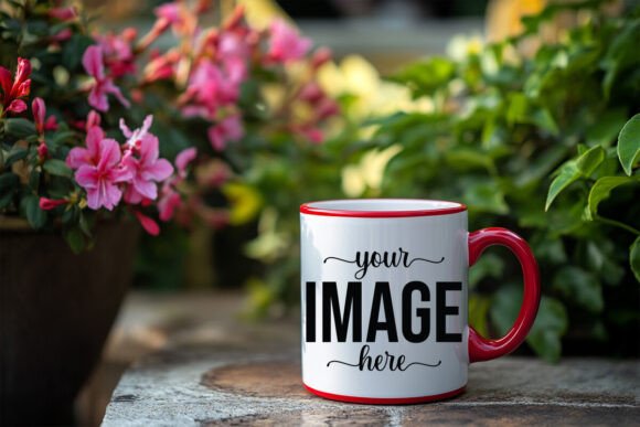 Coffee Mug Red Handle Mockup Grafica Modelli di Prodotti Di Shamiul