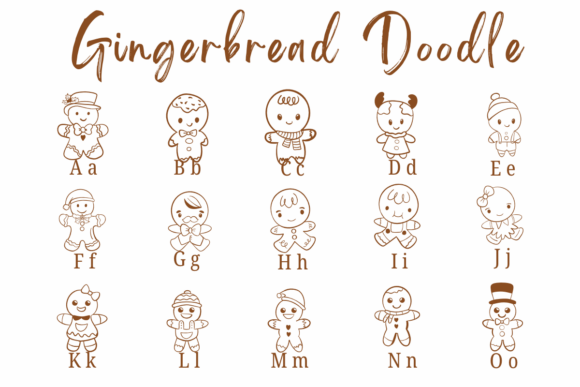 Gingerbread Doodle Font PNG with transparent background - Preview 1
