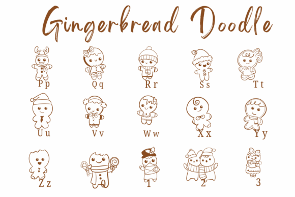 Gingerbread Doodle Font PNG with transparent background - Preview 2