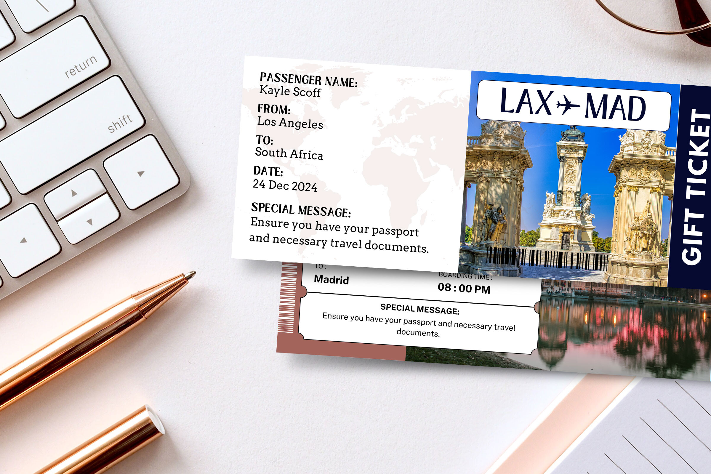 Madrid Trip Surprise Ticket Template