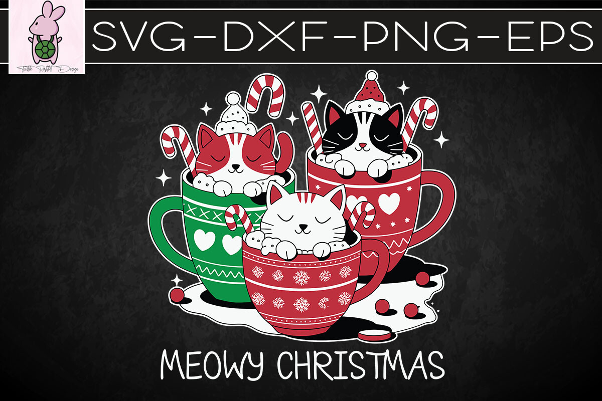 Meowy Christmas Cute Cats and Coffee SVG Graphic by Turtle Rabbit ...