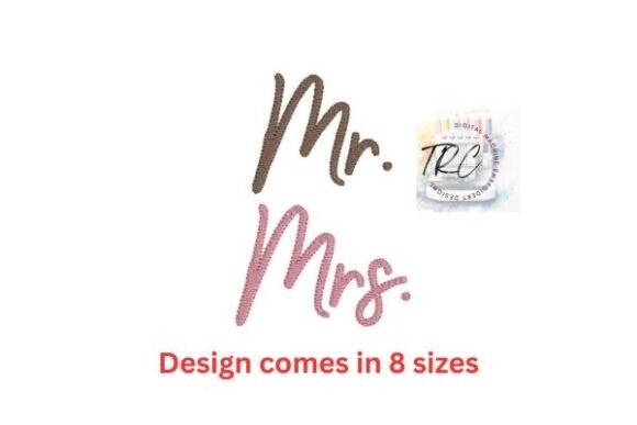 Mr & Mrs Script Embroidery Design