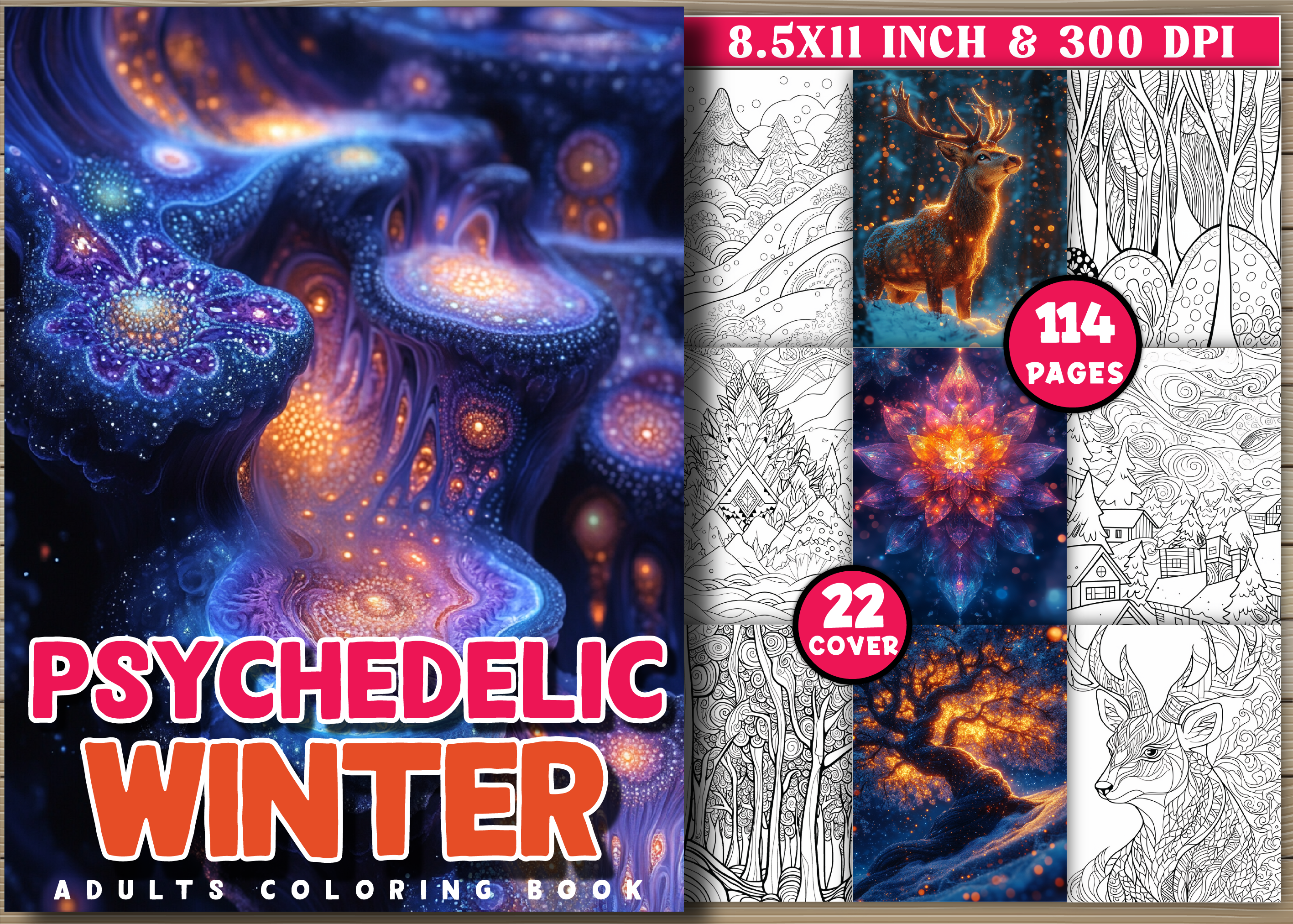 Psychedelic Winter Coloring Book- Trippy