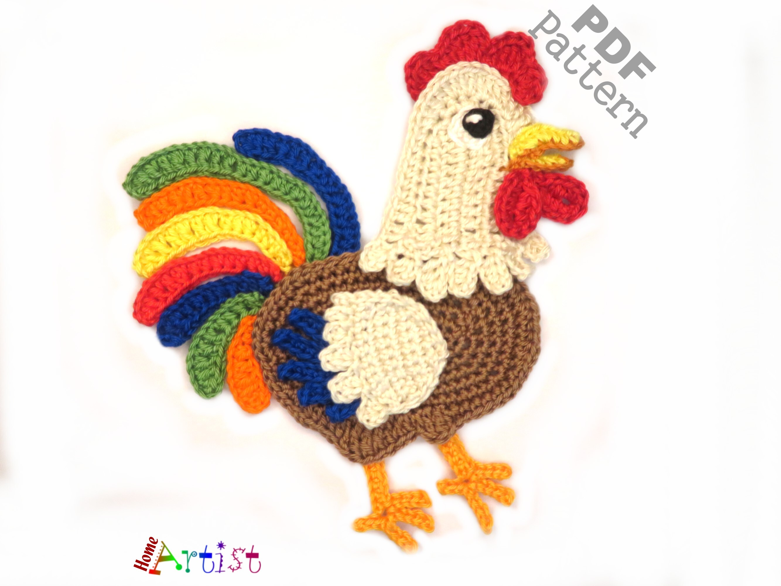 Rooster Crochet Applique Pattern