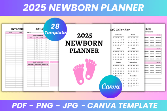 Newborn Planner Canva Kdp Interior Graphics