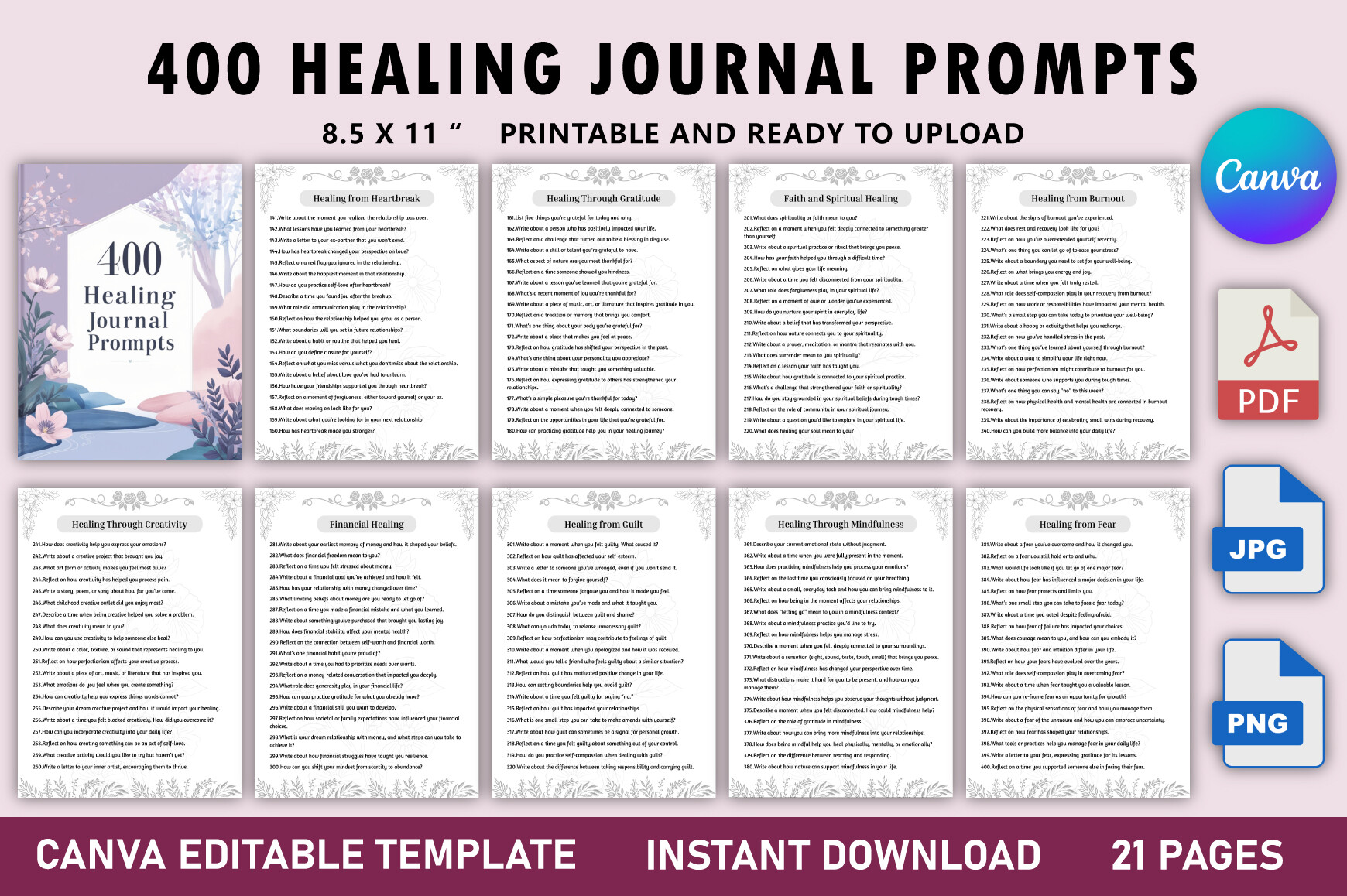 400 Healing Journal Prompts Graphic by Tabiya Studio · Creative Fabrica