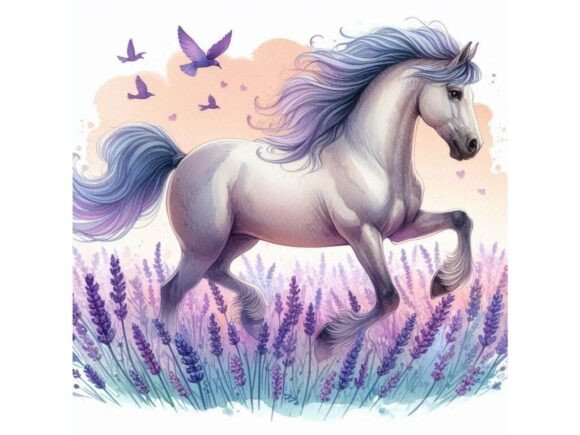 A Gentle Watercolor Horse Running Throug