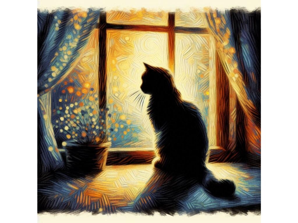 An Impressionist Cat Sitting by a Window
