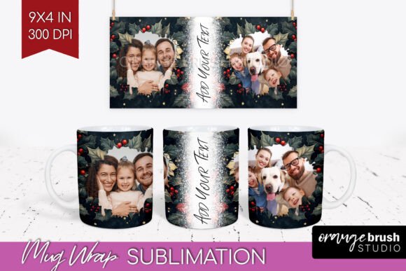 Christmas Poinsettia Photo Frame Mug Png Graphics