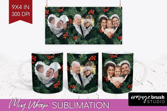 Christmas Poinsettia Photo Frame Mug Png Graphics