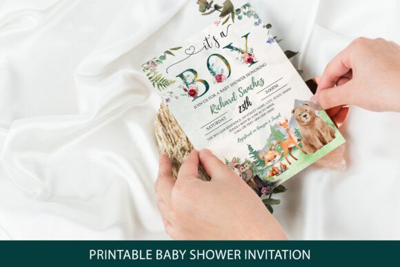 Editable Woodland Baby Shower Invitation