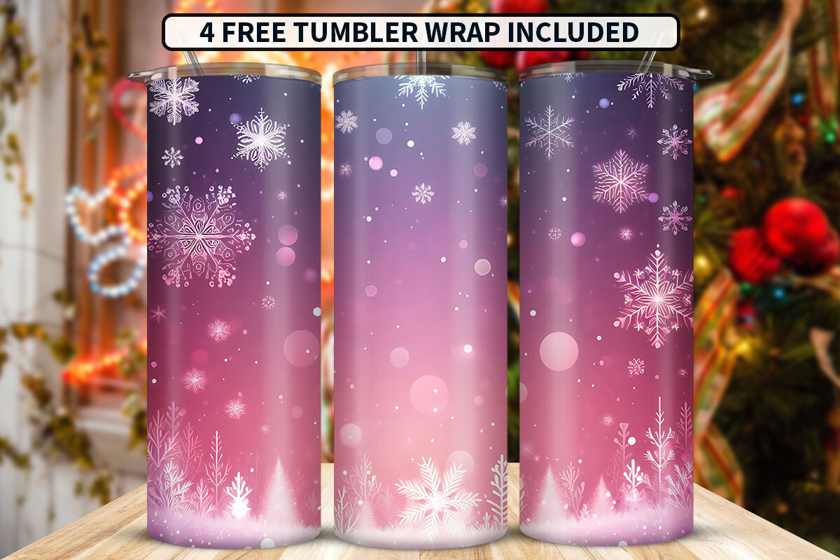 Pink Christmas 20 Oz Skinny Tumbler Wrap Graphic by DigitalCraftStore ...