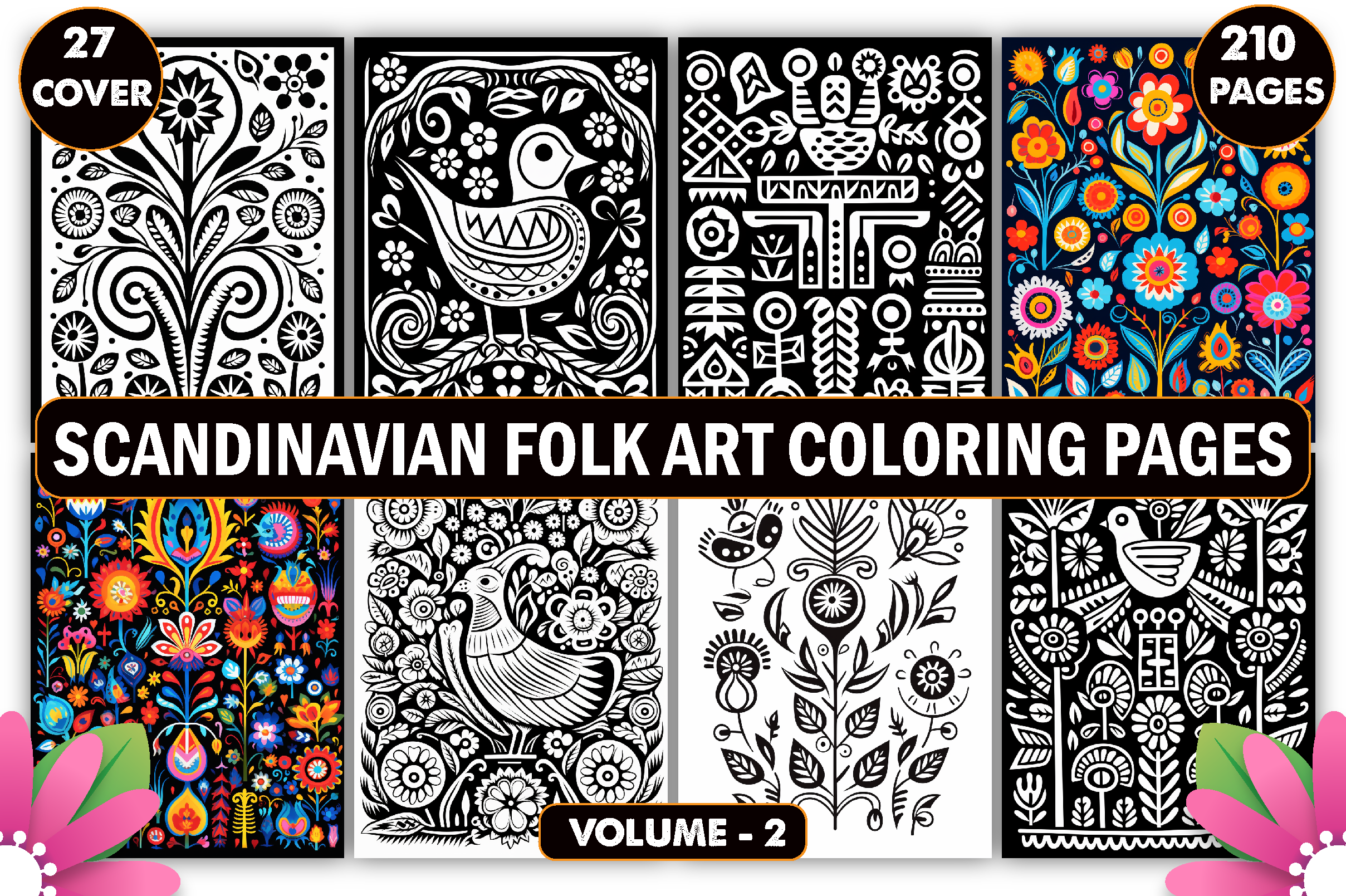 Scandinavian Folk Art Coloring Pages