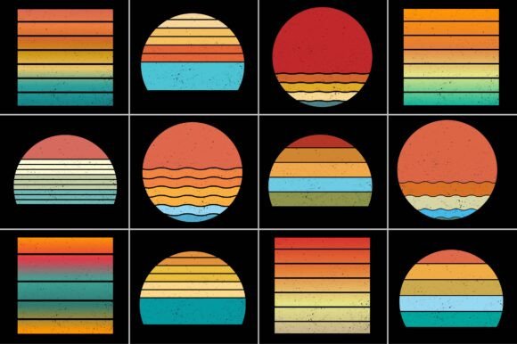Vintage Retro Sunset Rainbow Background Graphic by T-Shirt Design ...