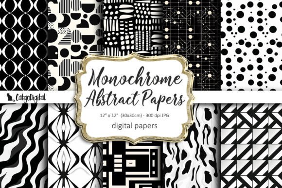 Monochrome Abstract Digital Papers