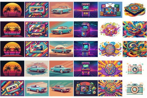 Retro Vector Illustrations Graphic by happywithmonir · Creative Fabrica