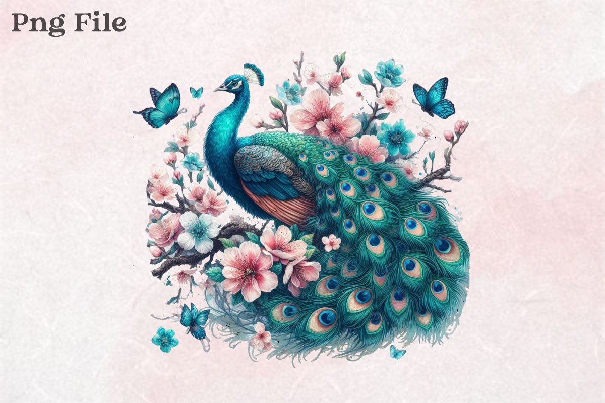 Watercolor Peacock Clipart PNG Graphic by MK Graphics · Creative Fabrica