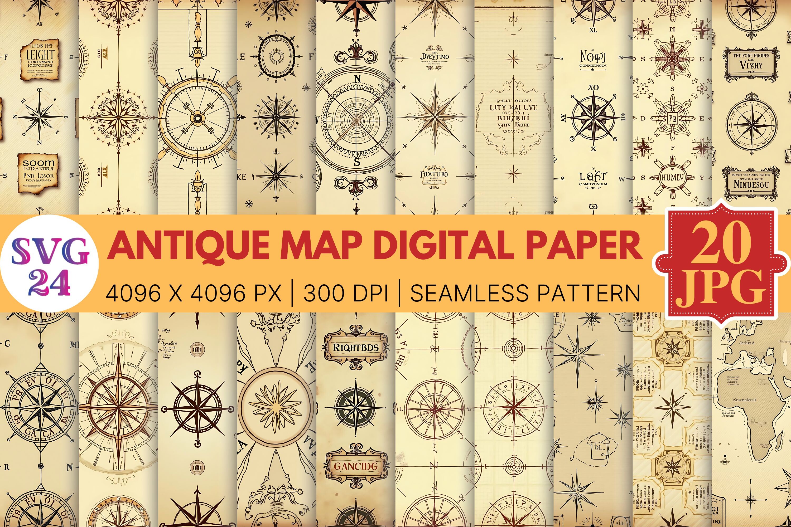 Antique Map Digital Paper Graphic by SVG24 · Creative Fabrica