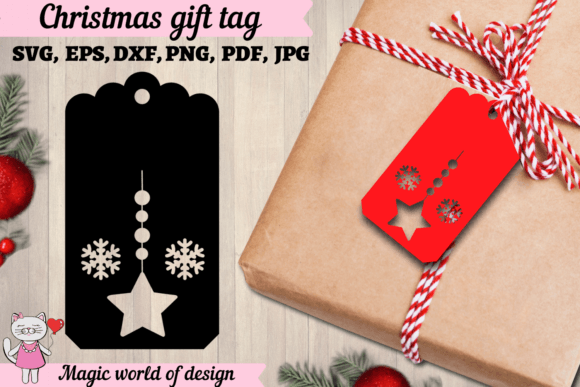 Christmas Gift Tag Snowflakes Svg