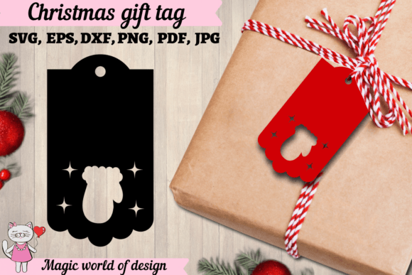 Christmas Gift Tags Mitten Svg