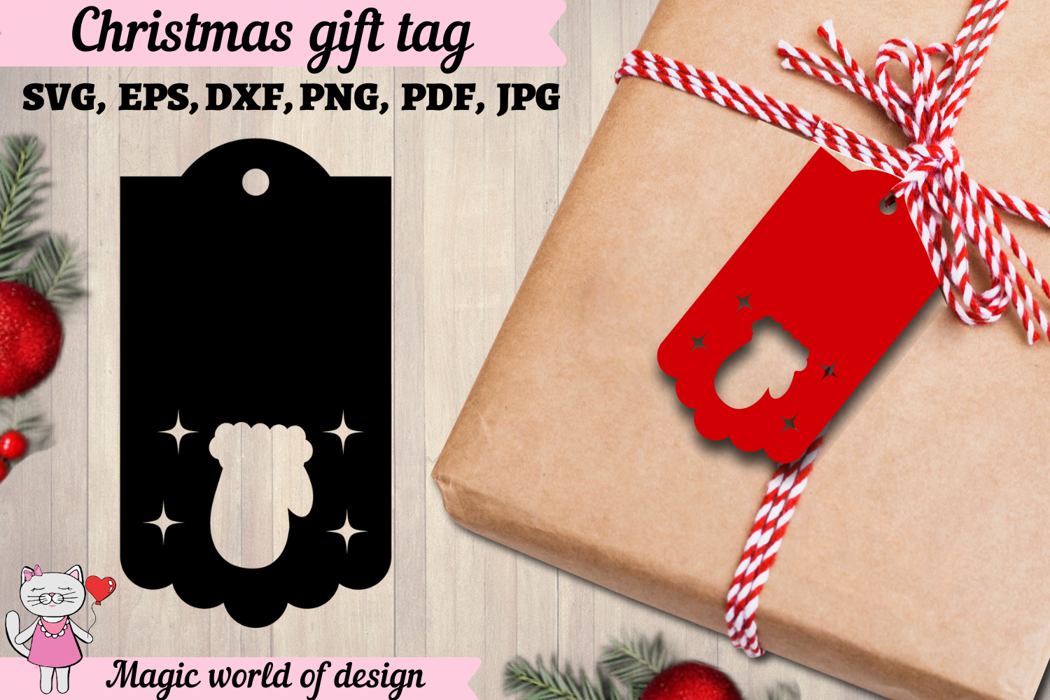 Christmas Gift Tags Mitten Svg