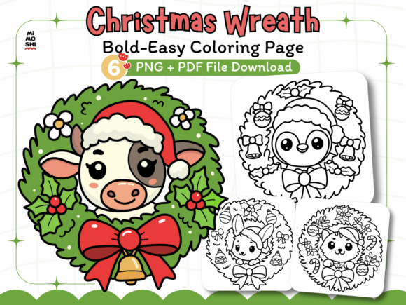 Christmas Wreath Coloring Pages