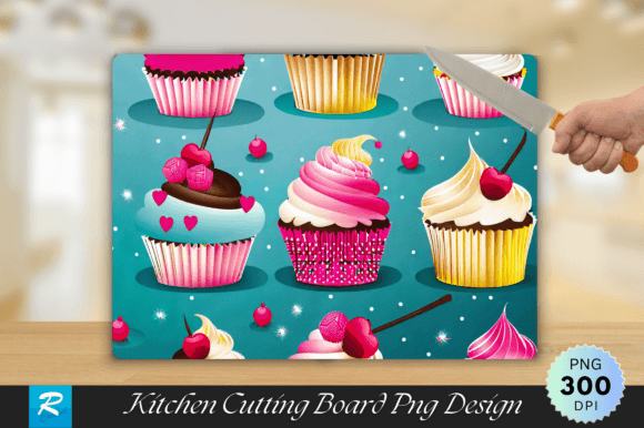 Cupcake Cutting Board PNG Design