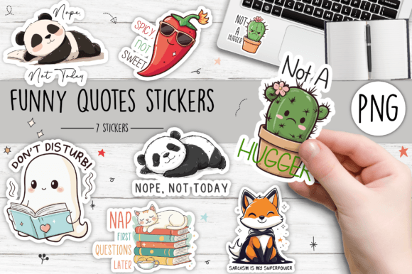 Funny Quotes Stickers Set SVG Grafika Rękodzieła Przez Artful Prints