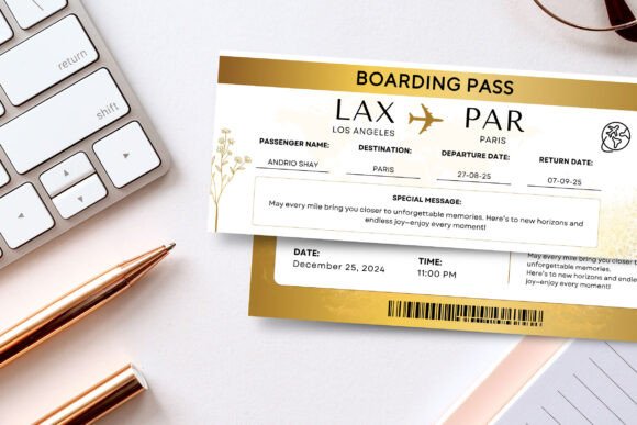Gold Boarding Pass Ticket Template